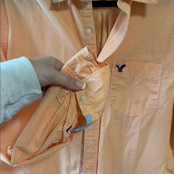 American Eagle Outfitters Orange Gingham Shirt - Picture 4 of 6